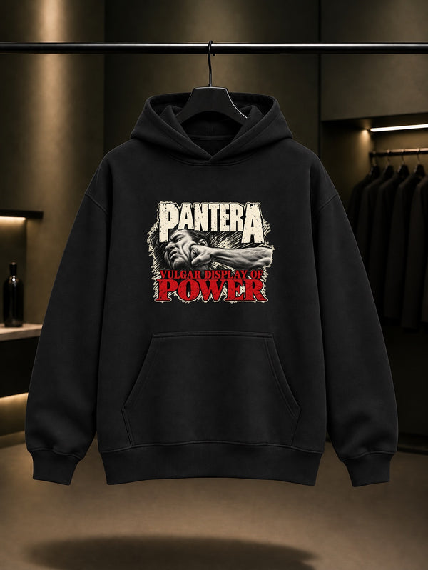 Pantera Vulgar Power Tipografi Kapüşonlu Sweatshirt Siyah