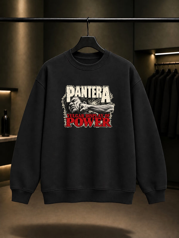 Pantera Vulgar Power Tipografi Sweatshirt Siyah