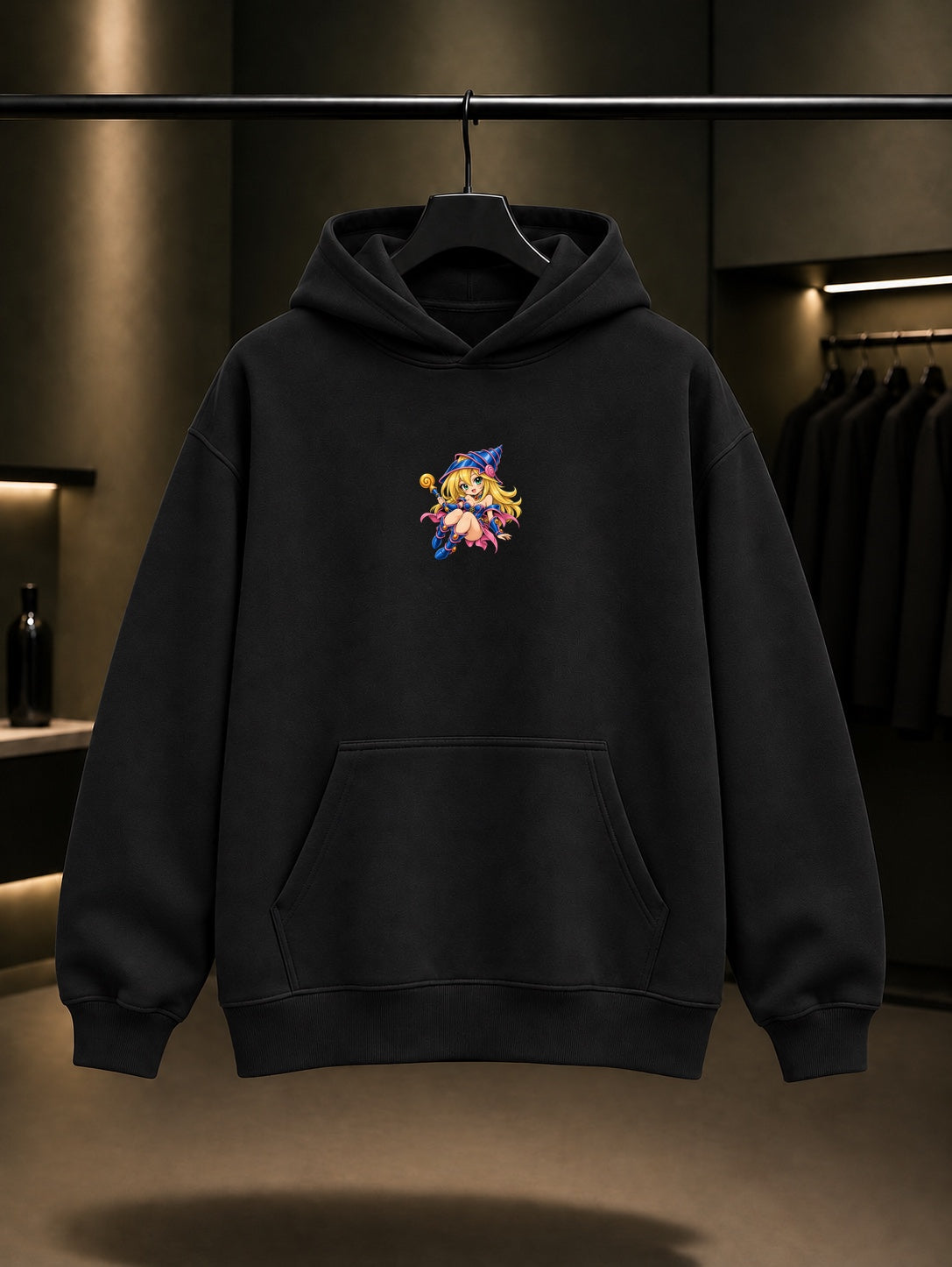 Yu-Gi-Oh Mini Dark Magician Girl Kapüşonlu Sweatshirt Siyah