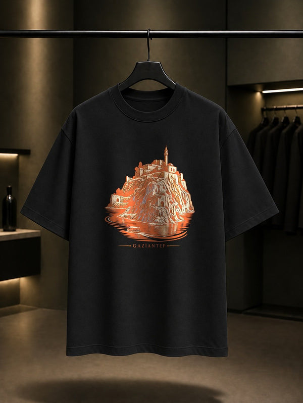 Gaziantep Rumkale baskılı siyah t-shirt