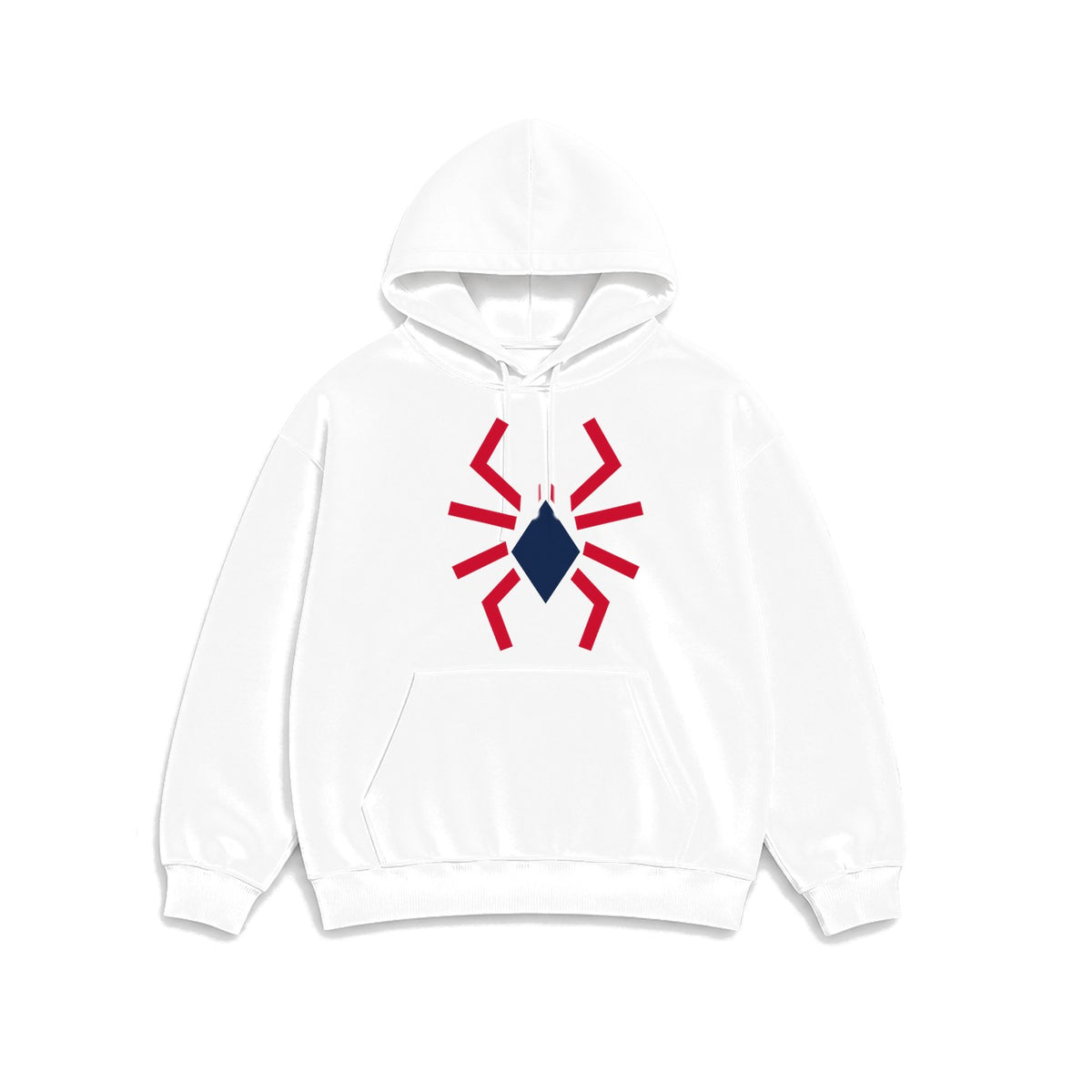 Geometrik Örümcek baskılı beyaz kapüşonlu sweatshirt