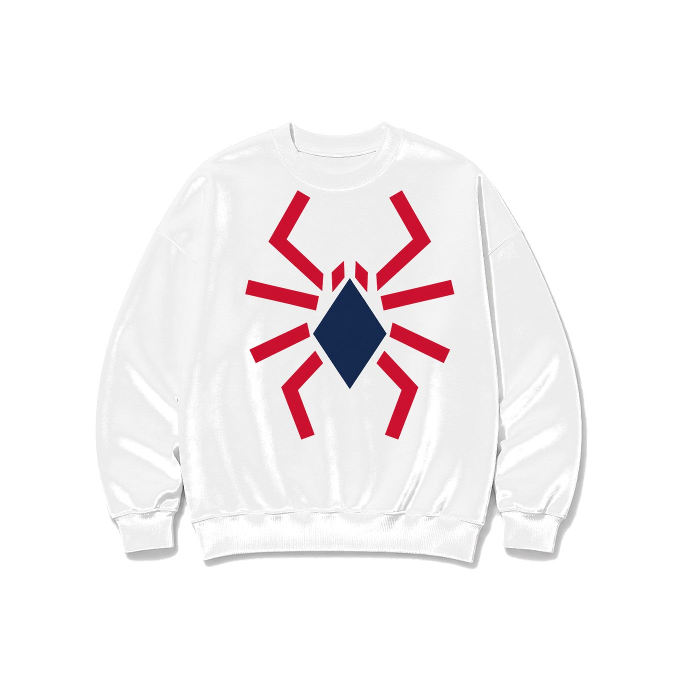 Geometrik Örümcek baskılı beyaz sweatshirt