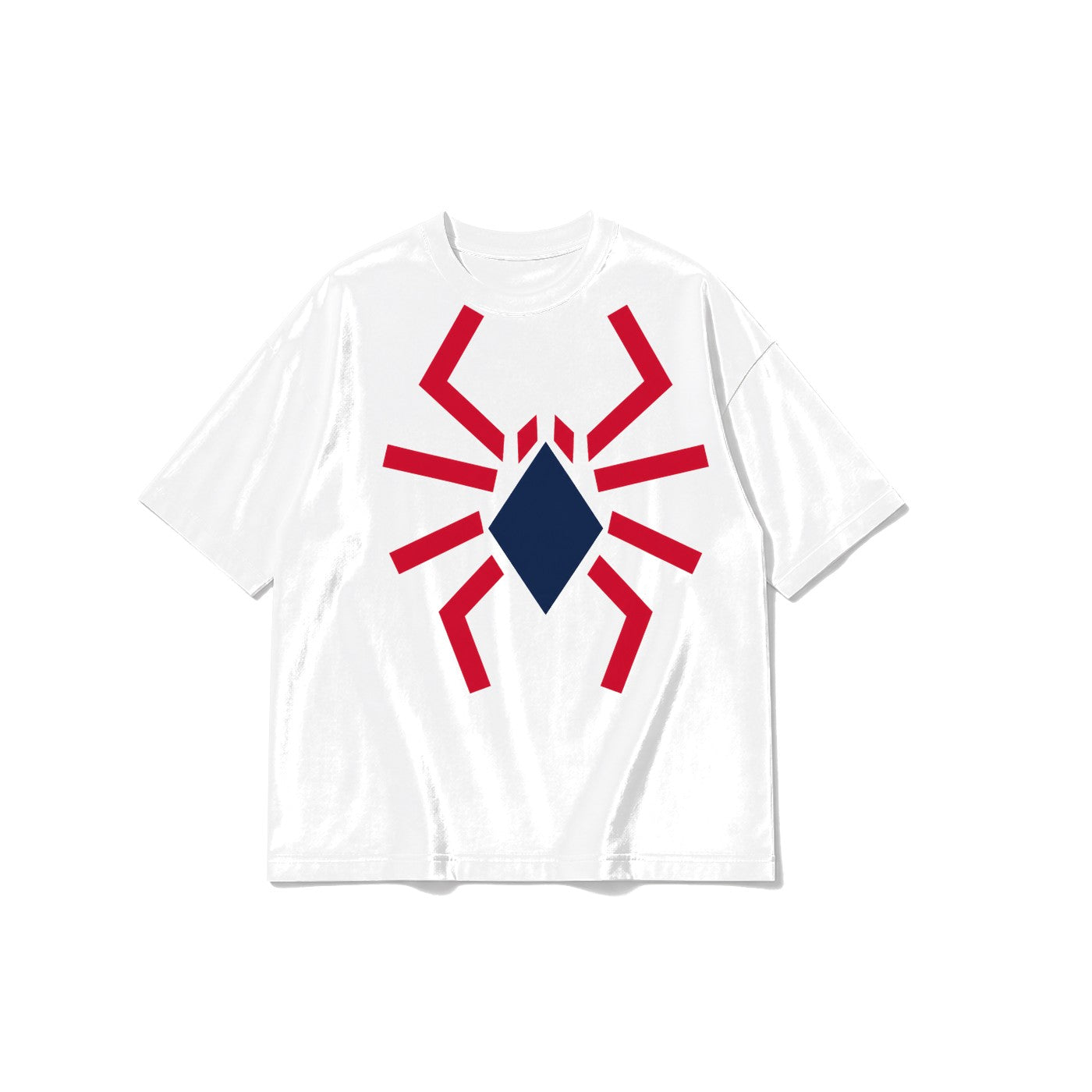 Geometrik Örümcek baskılı beyaz t-shirt