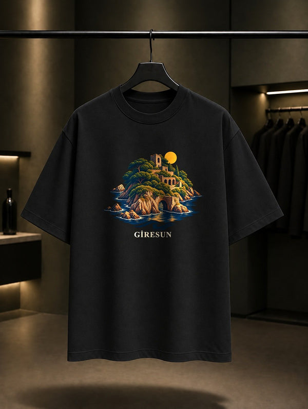 Giresun Adası baskılı siyah t-shirt