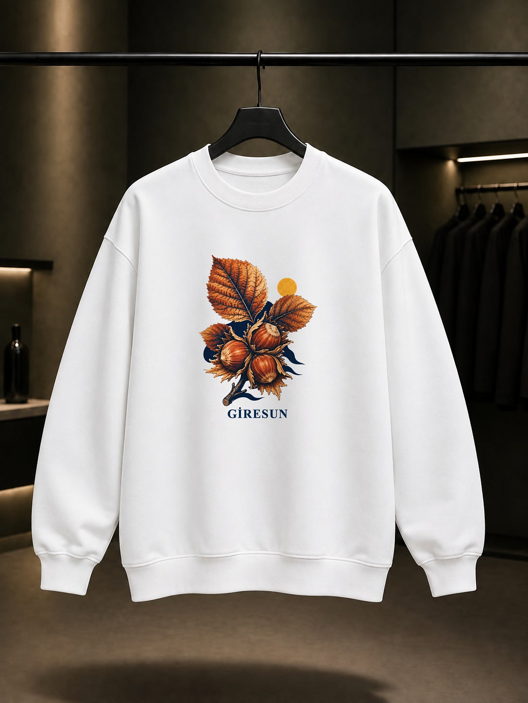 Giresun Tombul Fındık baskılı beyaz sweatshirt