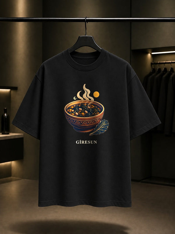 Giresun Pancar Çorbası baskılı siyah t-shirt