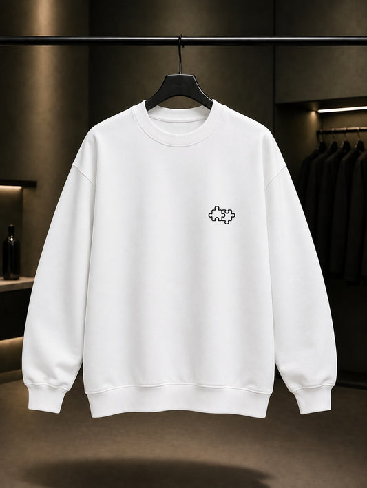 Birlikte Minimal Baskılı Unisex %100 Pamuk Sweatshirt — Beyaz
