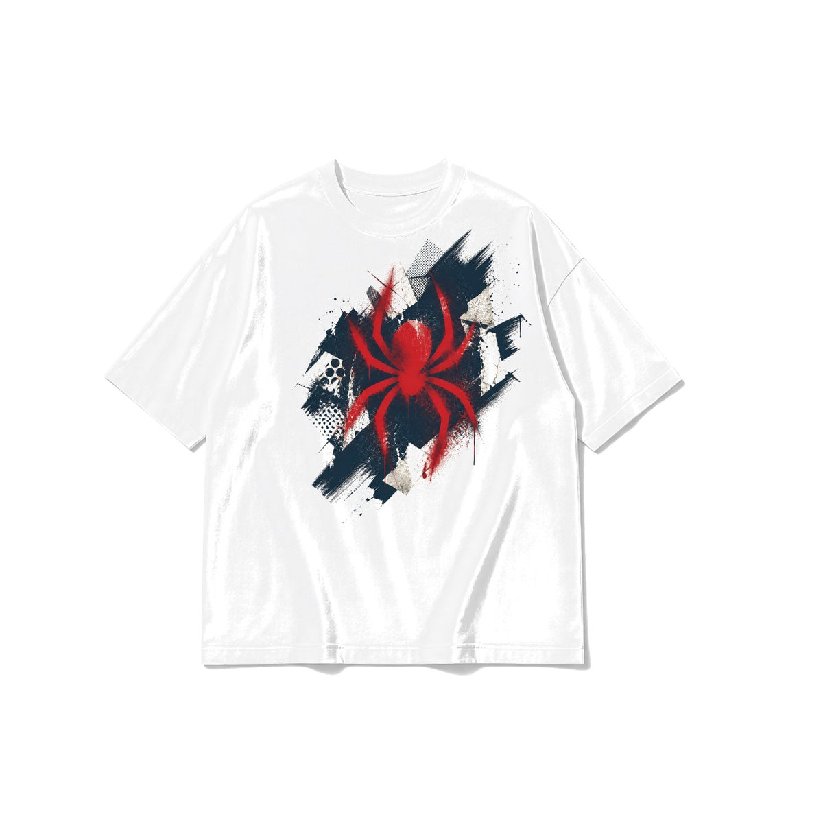 Grafiti Örümcek baskılı beyaz t-shirt