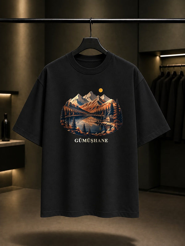 Gümüşhane Limni Gölü Zigana baskılı siyah t-shirt