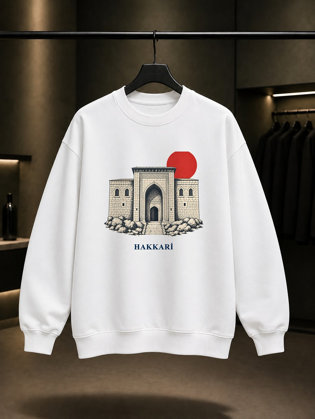 Hakkari Meydan Medresesi baskılı beyaz sweatshirt