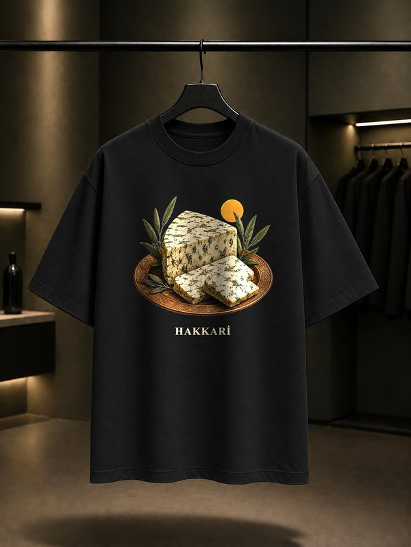Hakkari Otlu Peynir baskılı siyah t-shirt