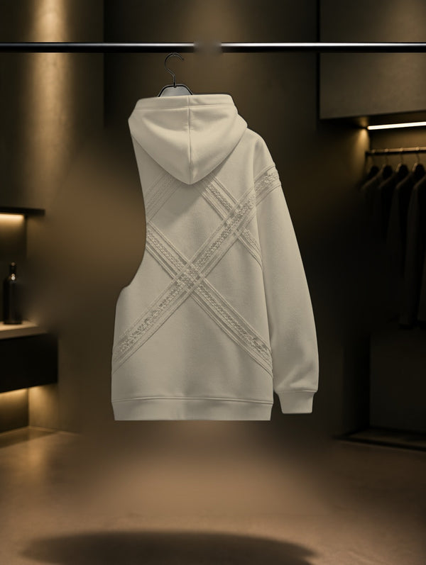 Dokulu Sade Oversize Kapüşonlu – Beyaz arka