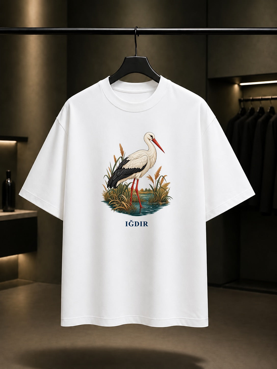 Iğdır Aras Leylek baskılı beyaz t-shirt