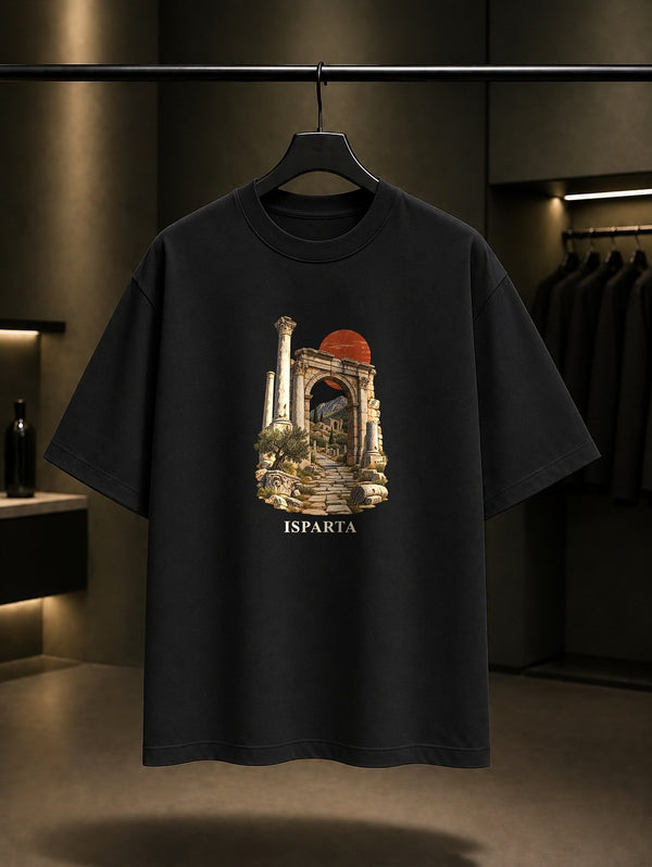 Isparta Pisidia Antiokheia baskılı siyah t-shirt