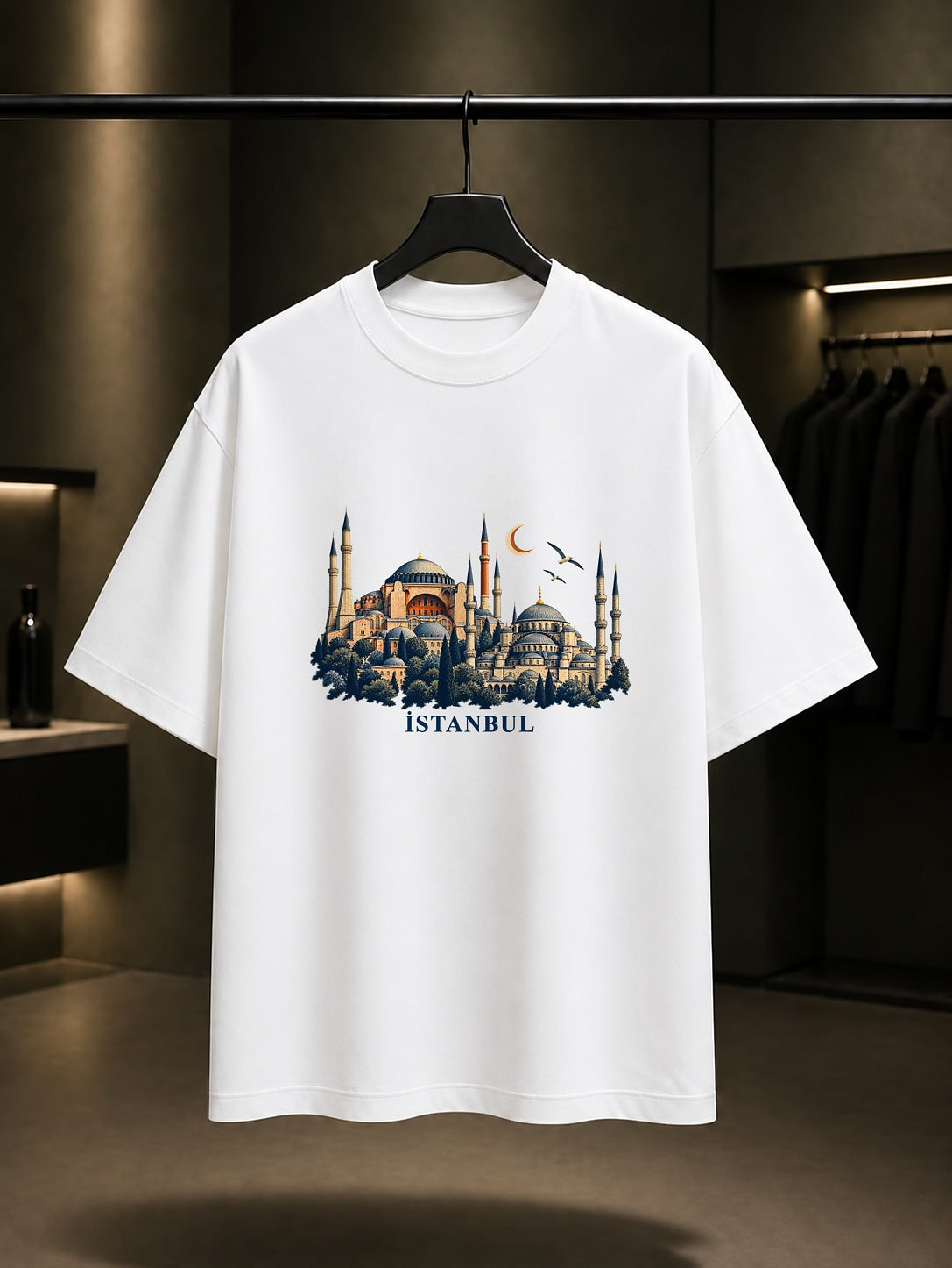 İstanbul Hagia Sophia Sultanahmet baskılı beyaz t-shirt