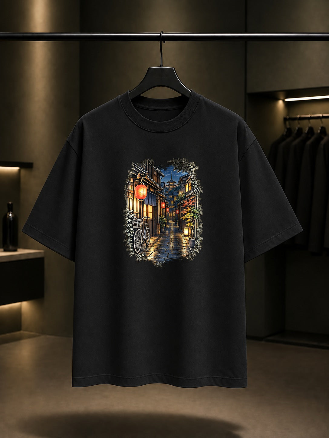 Fenerli Sokak Baskılı Unisex %100 Pamuk Tişört · Japon Motifi