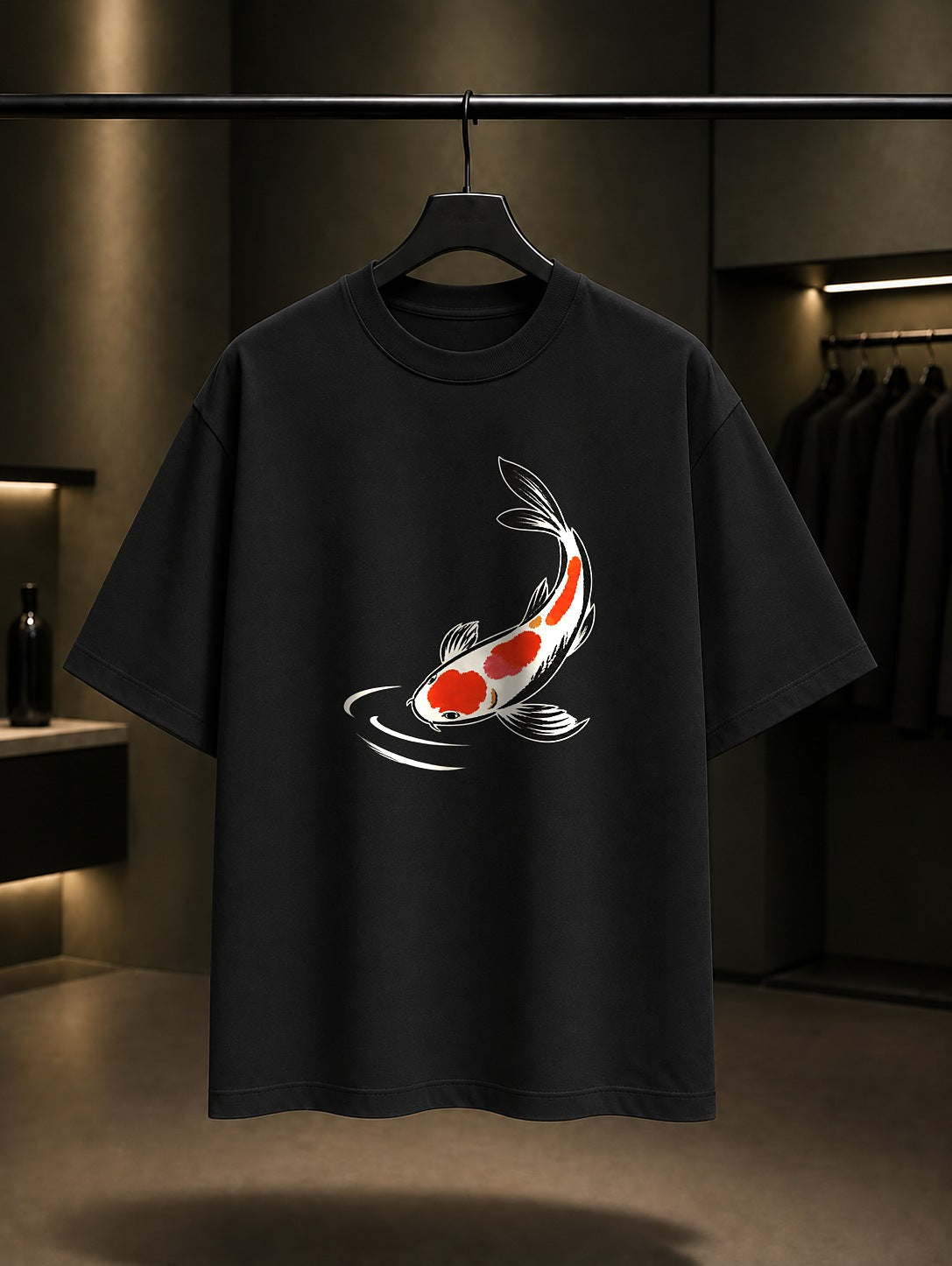 Mini Koi Balığı Baskılı Unisex %100 Pamuk Tişört · Japon Motifi