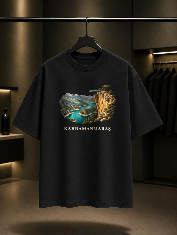 Kahramanmaraş Ali Kayası baskılı siyah t-shirt