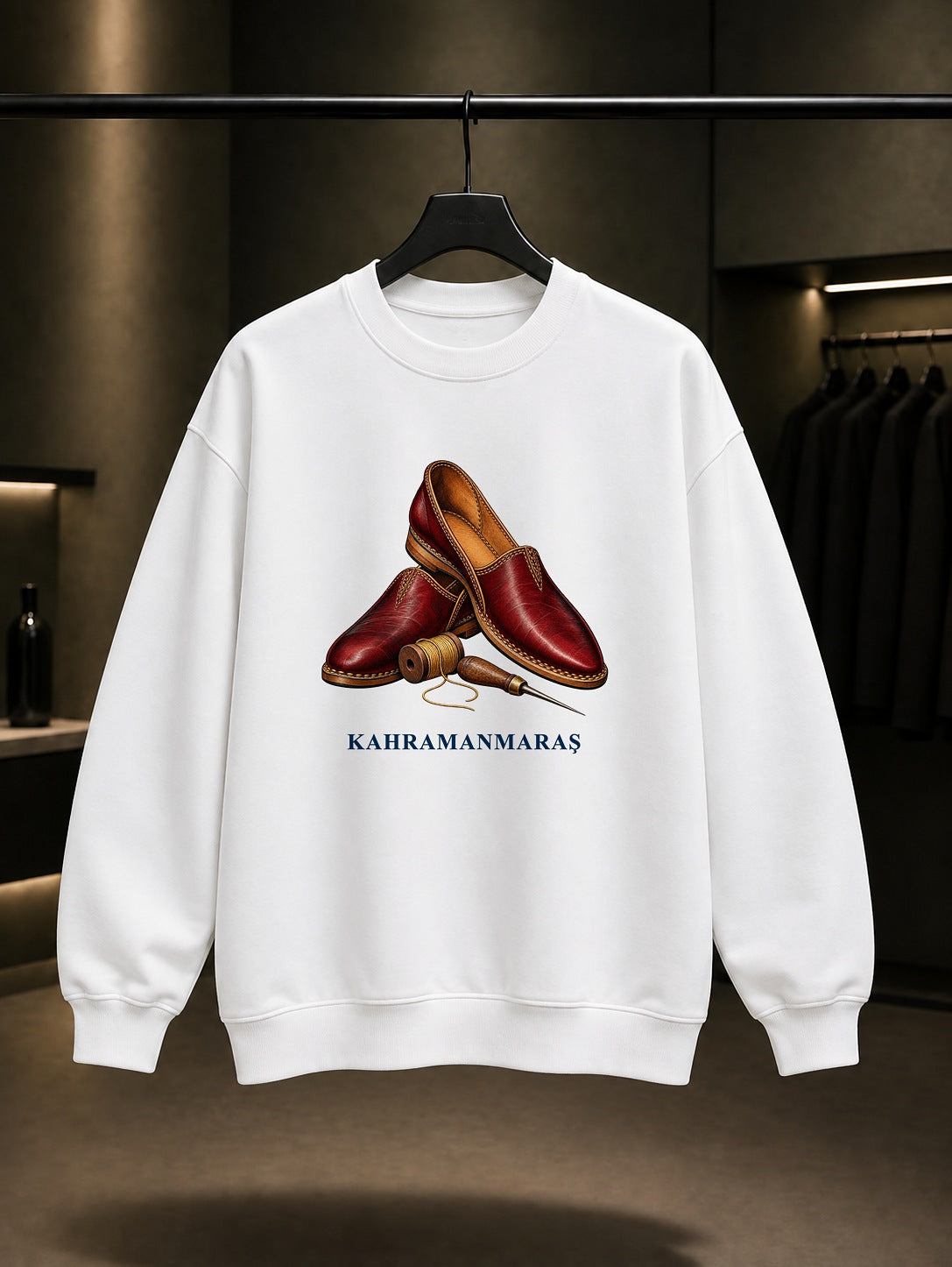 Kahramanmaraş Yemeni baskılı beyaz sweatshirt