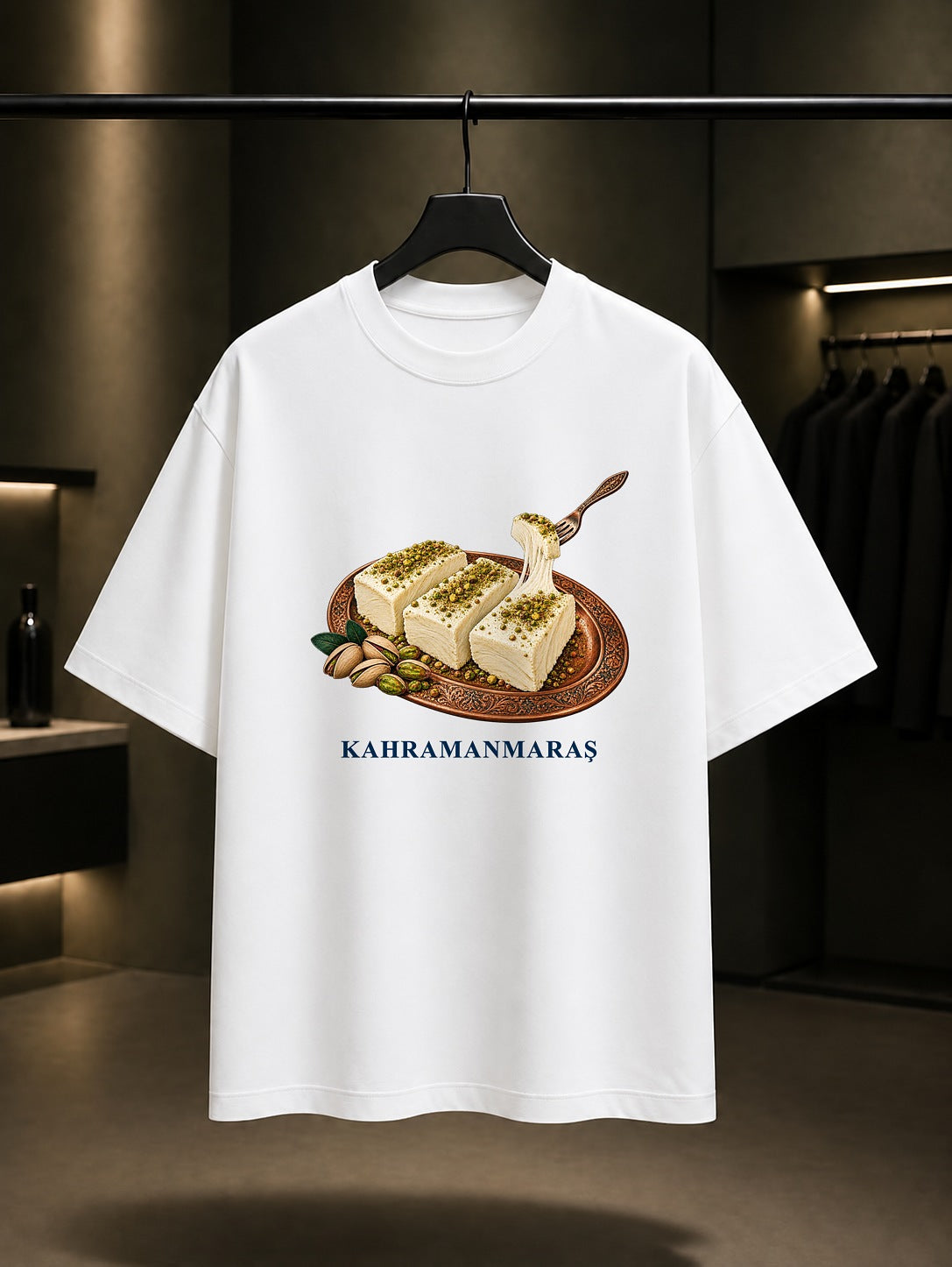 Kahramanmaraş Maraş Dondurması baskılı beyaz t-shirt