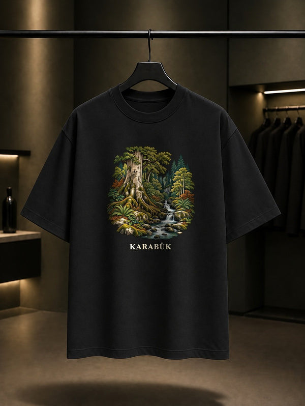 Karabük Yenice Ormanları baskılı siyah t-shirt