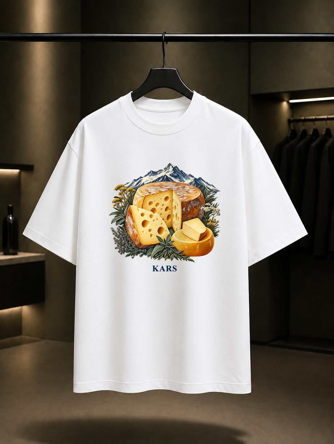 Kars Gravyer Kaşar baskılı beyaz t-shirt