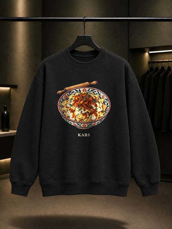 Kars Hangel baskılı siyah sweatshirt