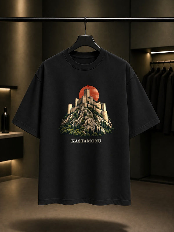 Kastamonu Kalesi baskılı siyah t-shirt