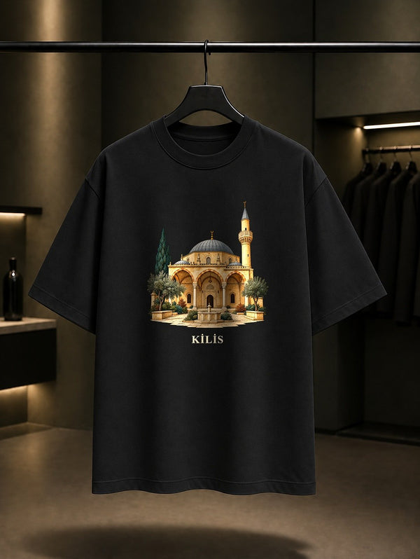 Kilis Tekke Camisi baskılı siyah t-shirt