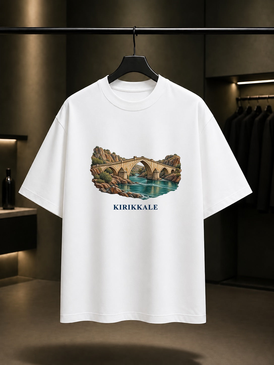 Kırıkkale Çeşnigir Köprüsü baskılı beyaz t-shirt