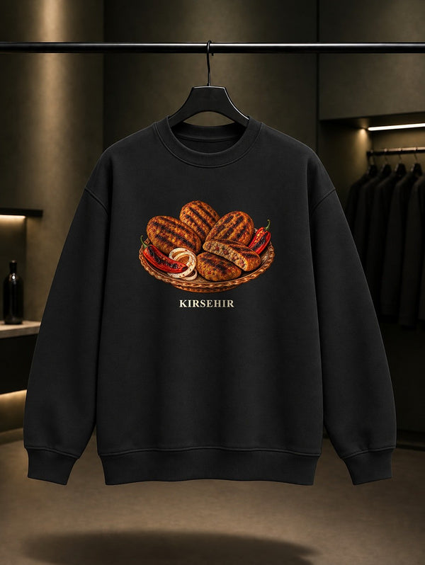 Kırşehir Beşmeç baskılı siyah sweatshirt