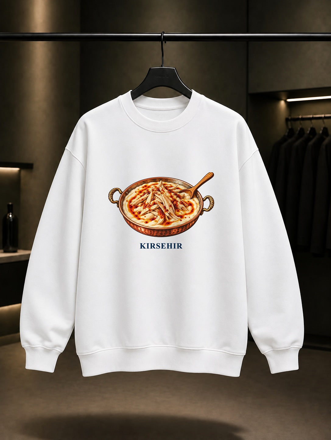 Kırşehir Çullaması baskılı beyaz sweatshirt