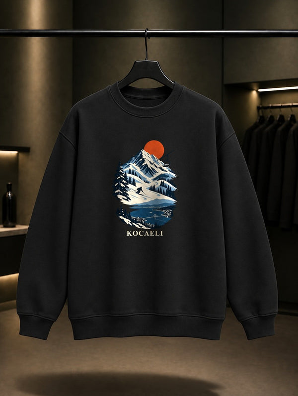 Kocaeli Kartepe Kayak baskılı siyah sweatshirt
