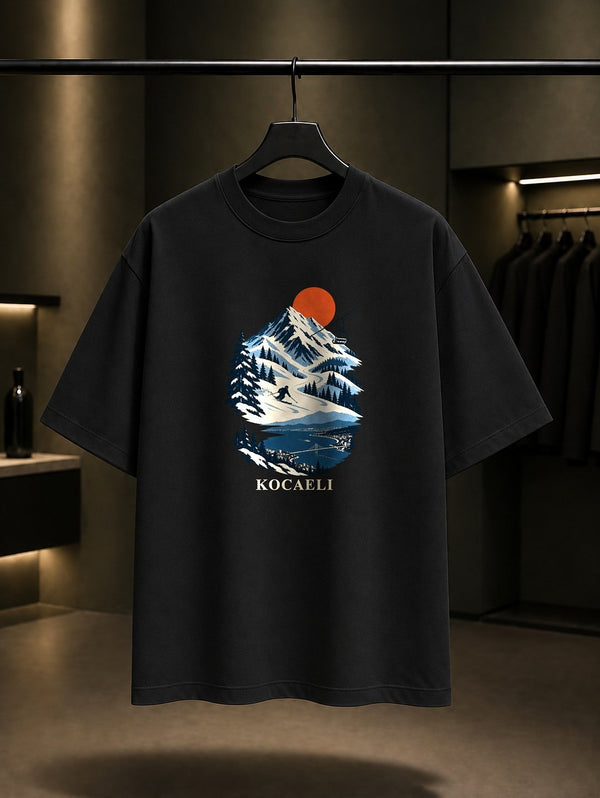 Kocaeli Kartepe Kayak baskılı siyah t-shirt