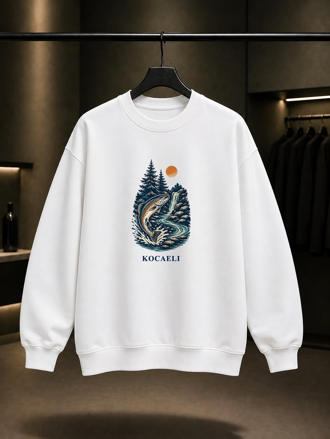 Kocaeli Maşukiye Alabalık baskılı beyaz sweatshirt