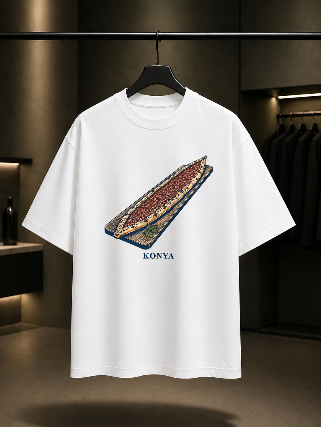 Konya Etli Ekmek baskılı beyaz t-shirt