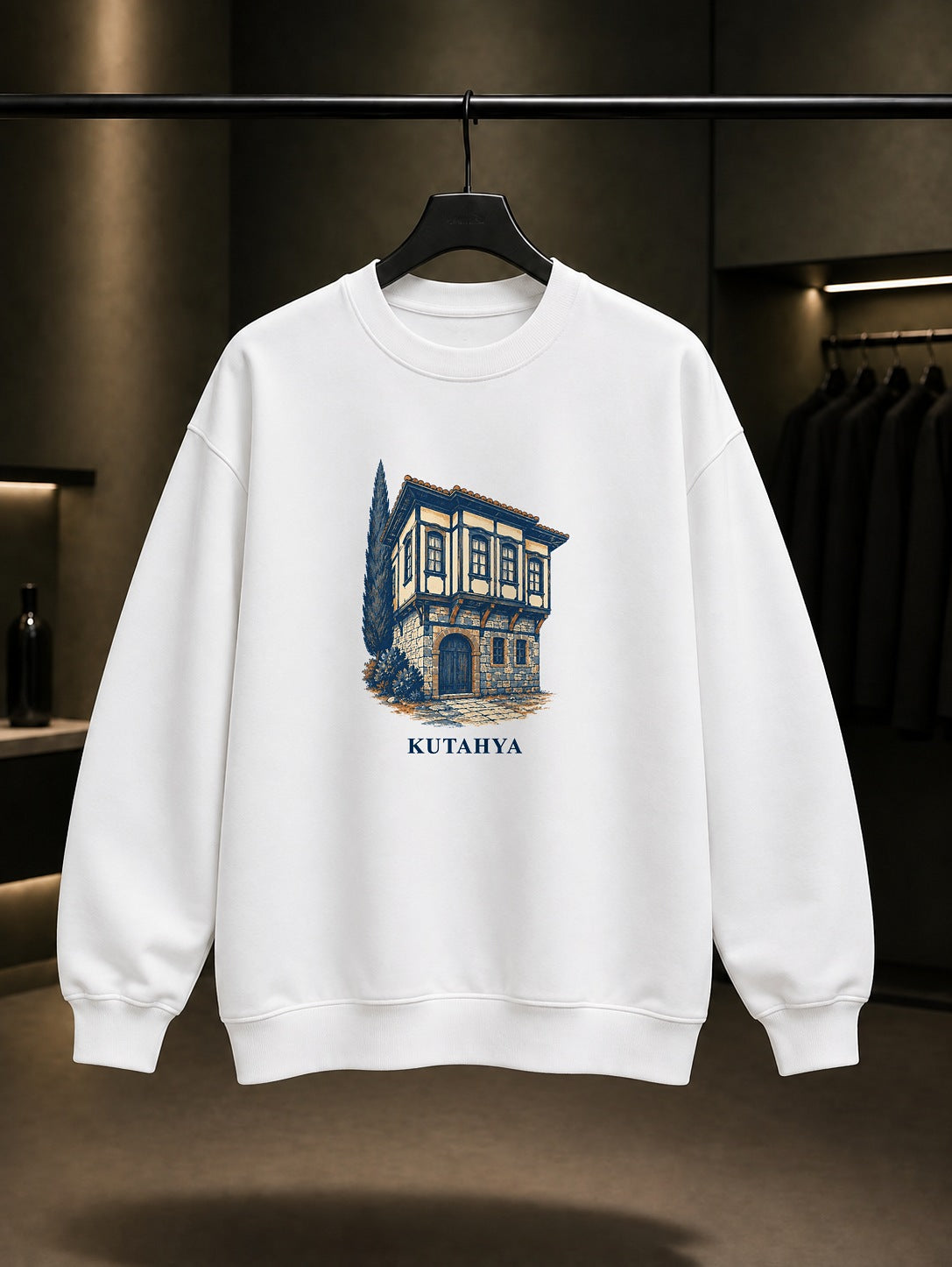 Kütahya Germiyan Sokağı baskılı beyaz sweatshirt