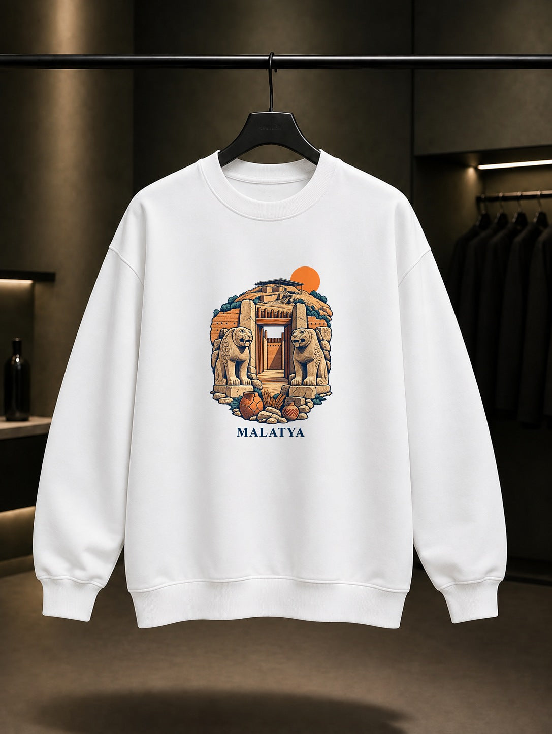 Malatya Arslantepe baskılı beyaz sweatshirt
