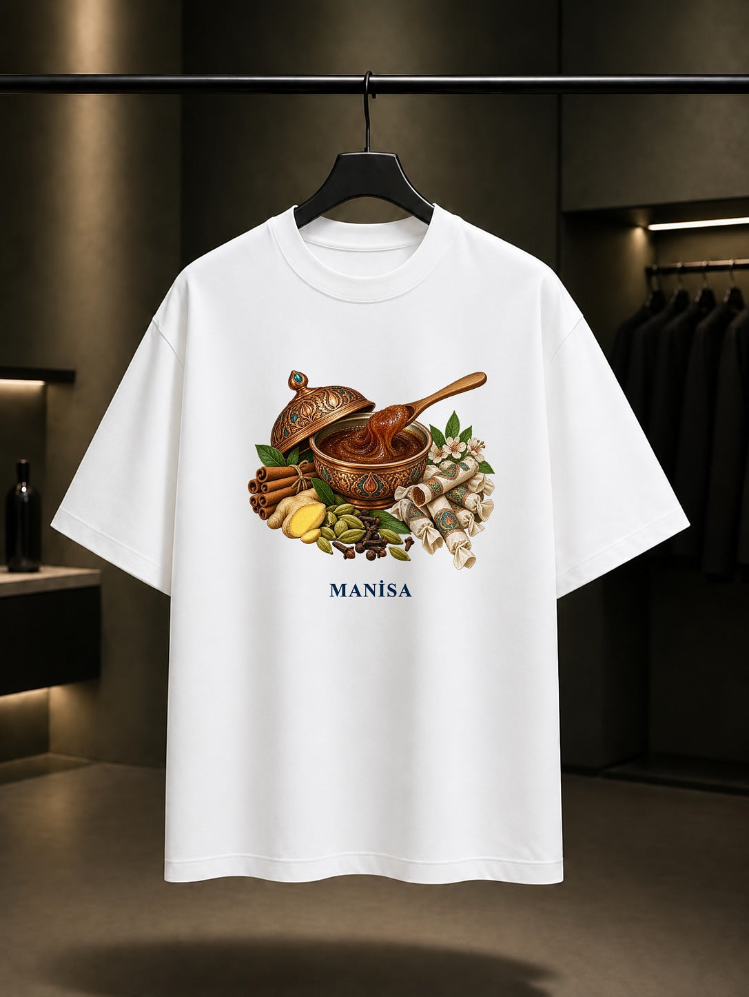 Manisa Mesir Macunu baskılı beyaz t-shirt