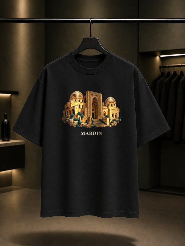 Mardin Zinciriye Medresesi baskılı siyah t-shirt