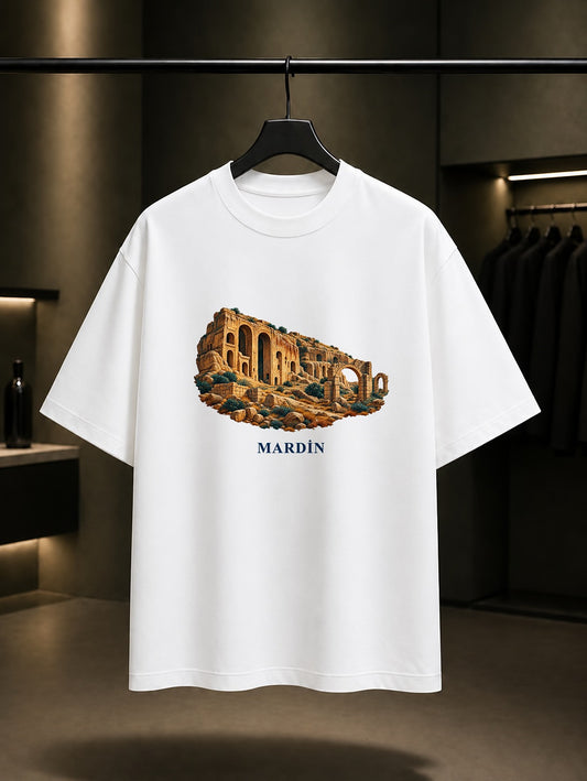Mardin Dara Antik Kenti baskılı beyaz t-shirt