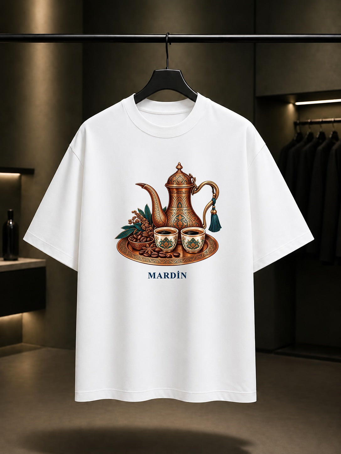 Mardin Mırra Kahvesi baskılı beyaz t-shirt