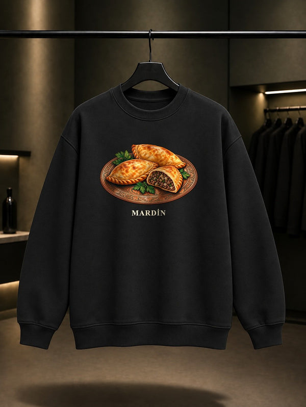Mardin Sembusek baskılı siyah sweatshirt
