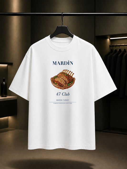 Mardin Kaburga Dolması 47 Club baskılı beyaz t-shirt