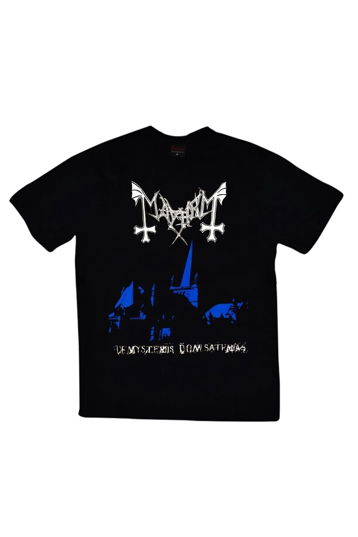 fame-stoned Mayhem Baskılı Unisex %100 Pamuk Siyah T-shirt