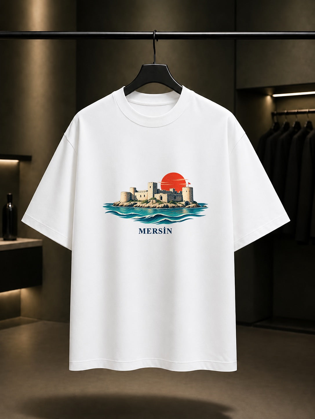 Mersin Kızkalesi baskılı beyaz t-shirt