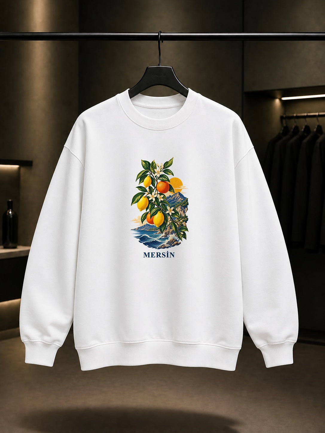 Mersin Narenciye baskılı beyaz sweatshirt