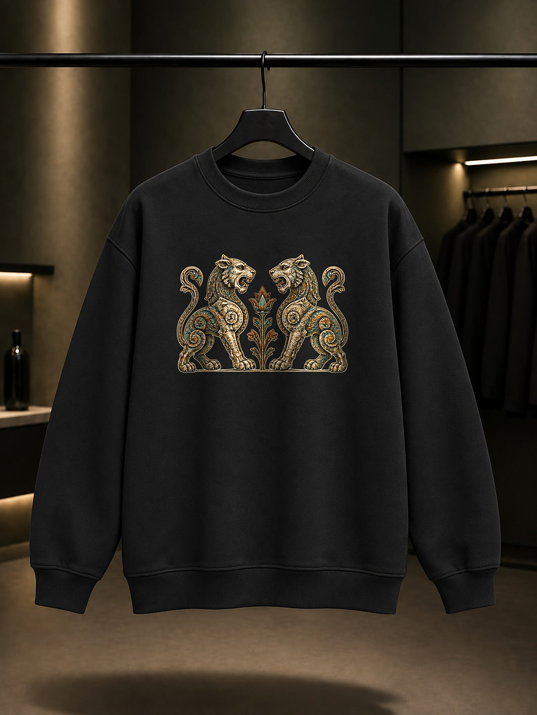 Selçuklu Aslanı Baskılı Unisex %100 Pamuk Sweatshirt · Selçuklu Motifi