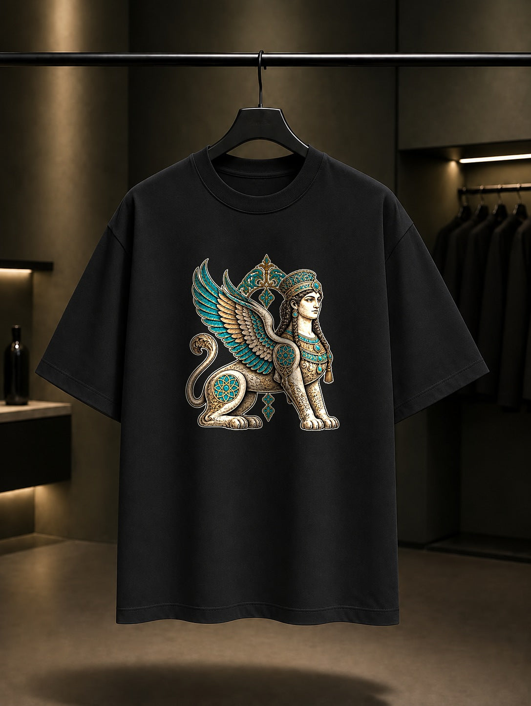 Selçuklu Sfenksi Baskılı Unisex %100 Pamuk Tişört · Selçuklu Motifi