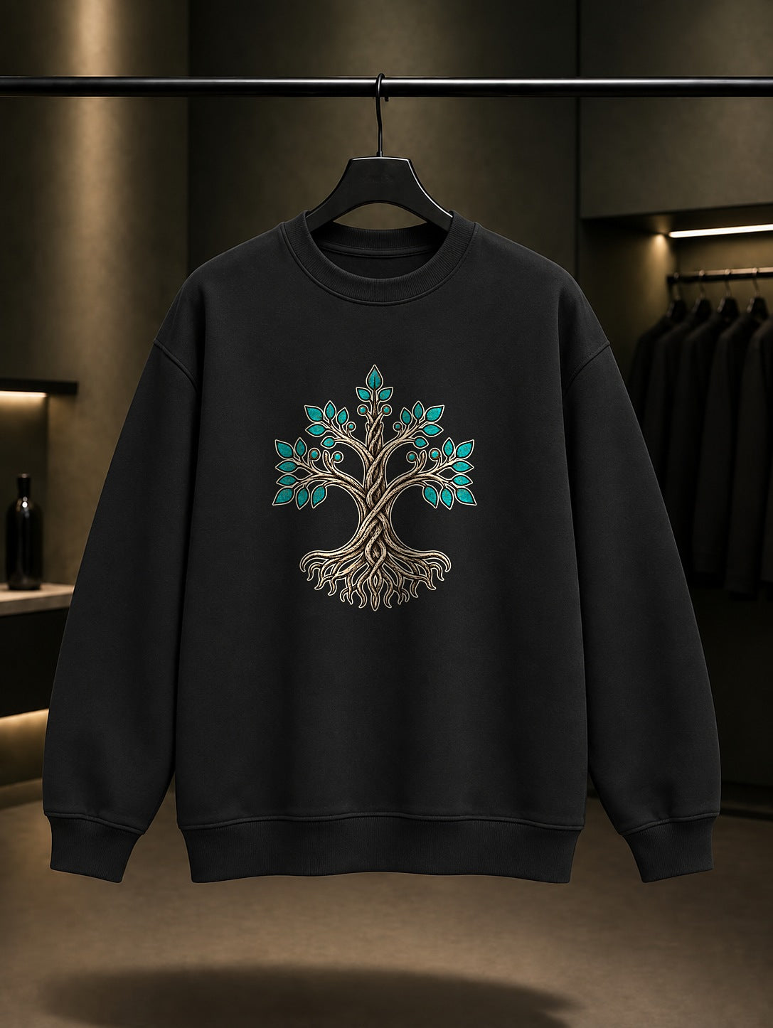Mini Hayat Ağacı Baskılı Unisex %100 Pamuk Sweatshirt · Türk Mitolojisi